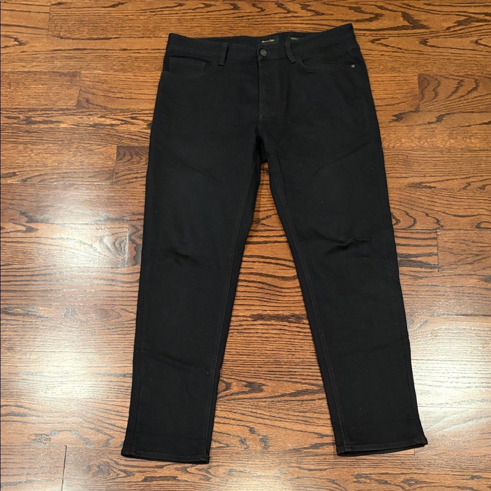 Massimo Dutti Men's Tapered Fit Black Jeans